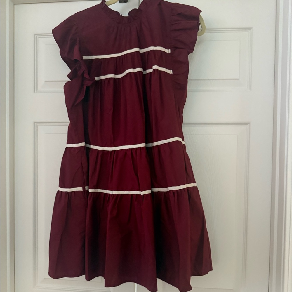 Entro Burgundy Dress with White Accents